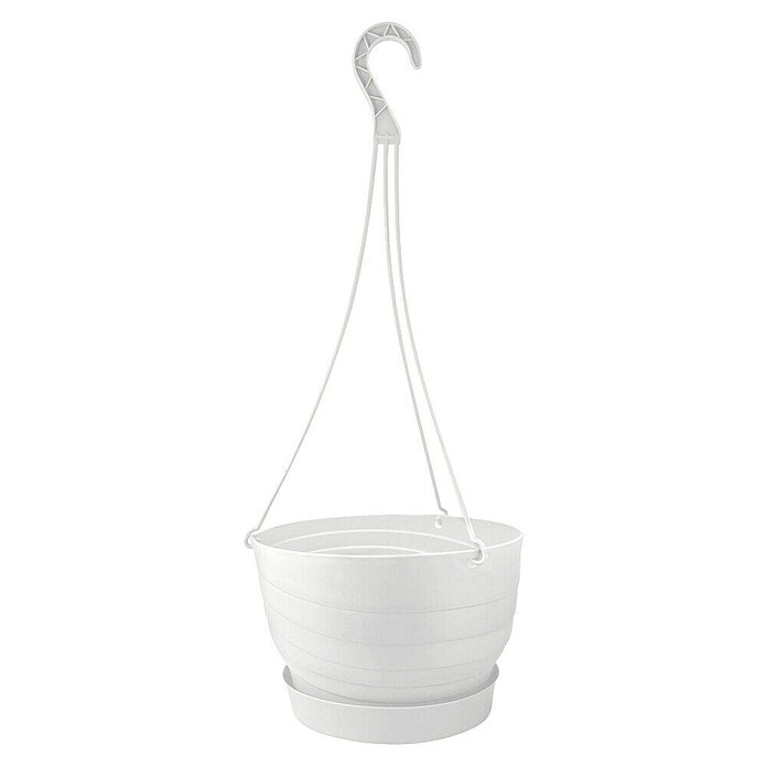 White ribbed plastic hanging planter gallery image 8