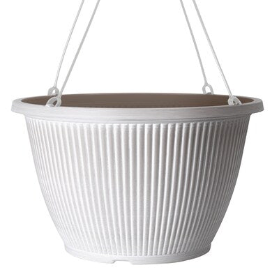 White ribbed plastic hanging planter gallery image 4