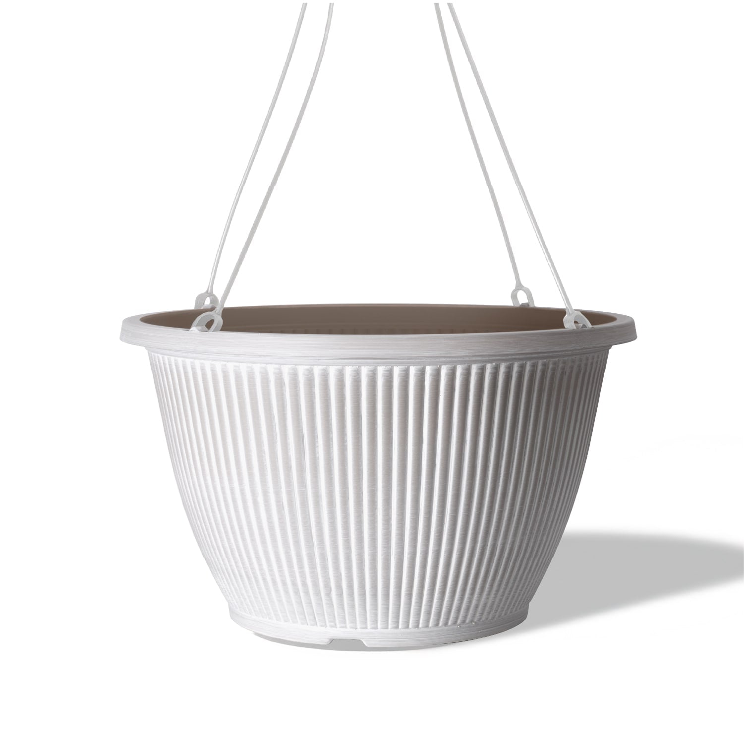 White ribbed plastic hanging planter gallery image 9