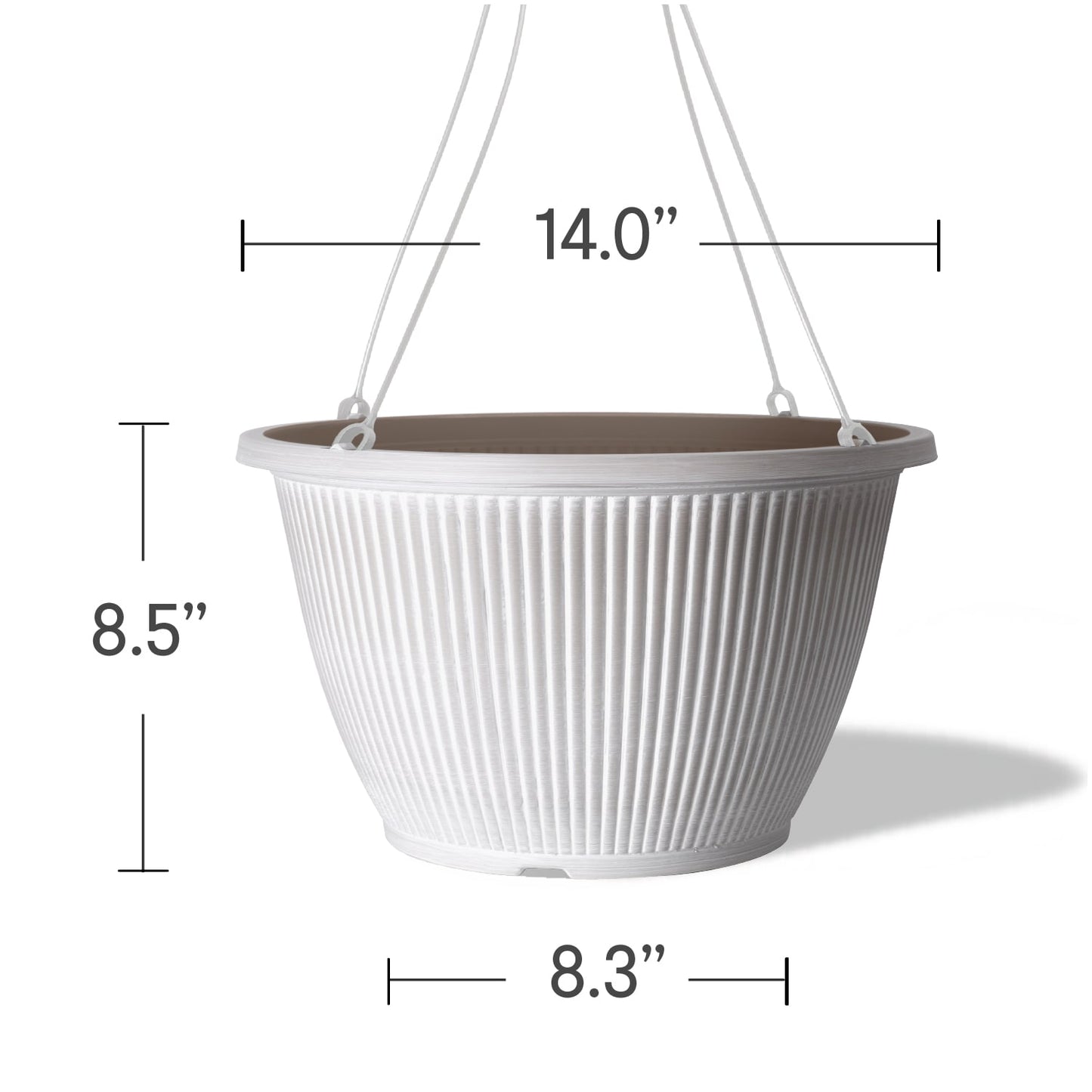 White ribbed plastic hanging planter gallery image 6