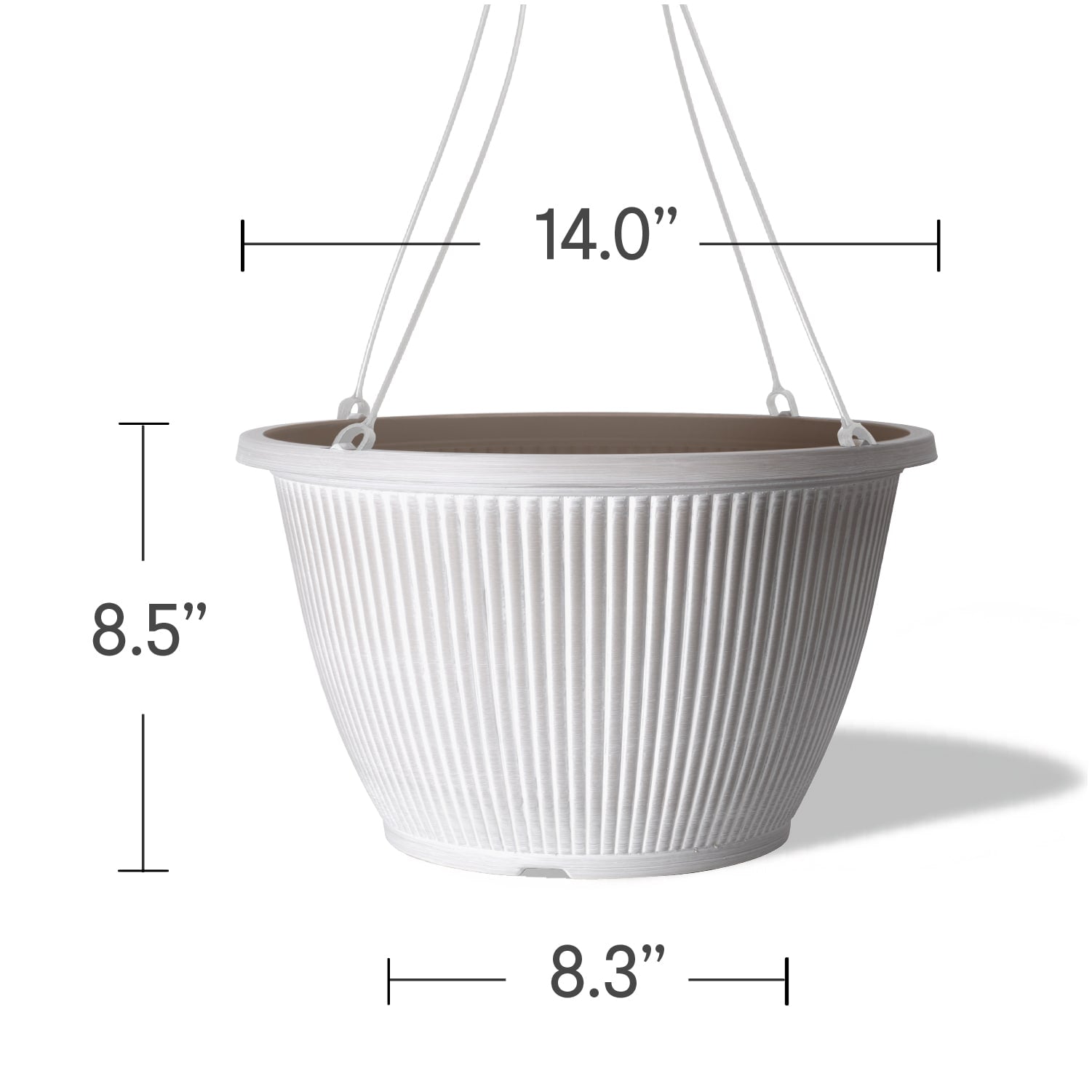 White ribbed plastic hanging planter gallery image 6