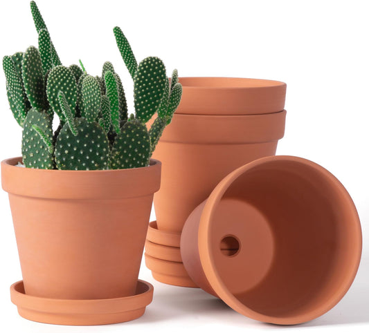 Orceler 6-Inch Terracotta Pots with Saucers – Pack of 4 - main product image