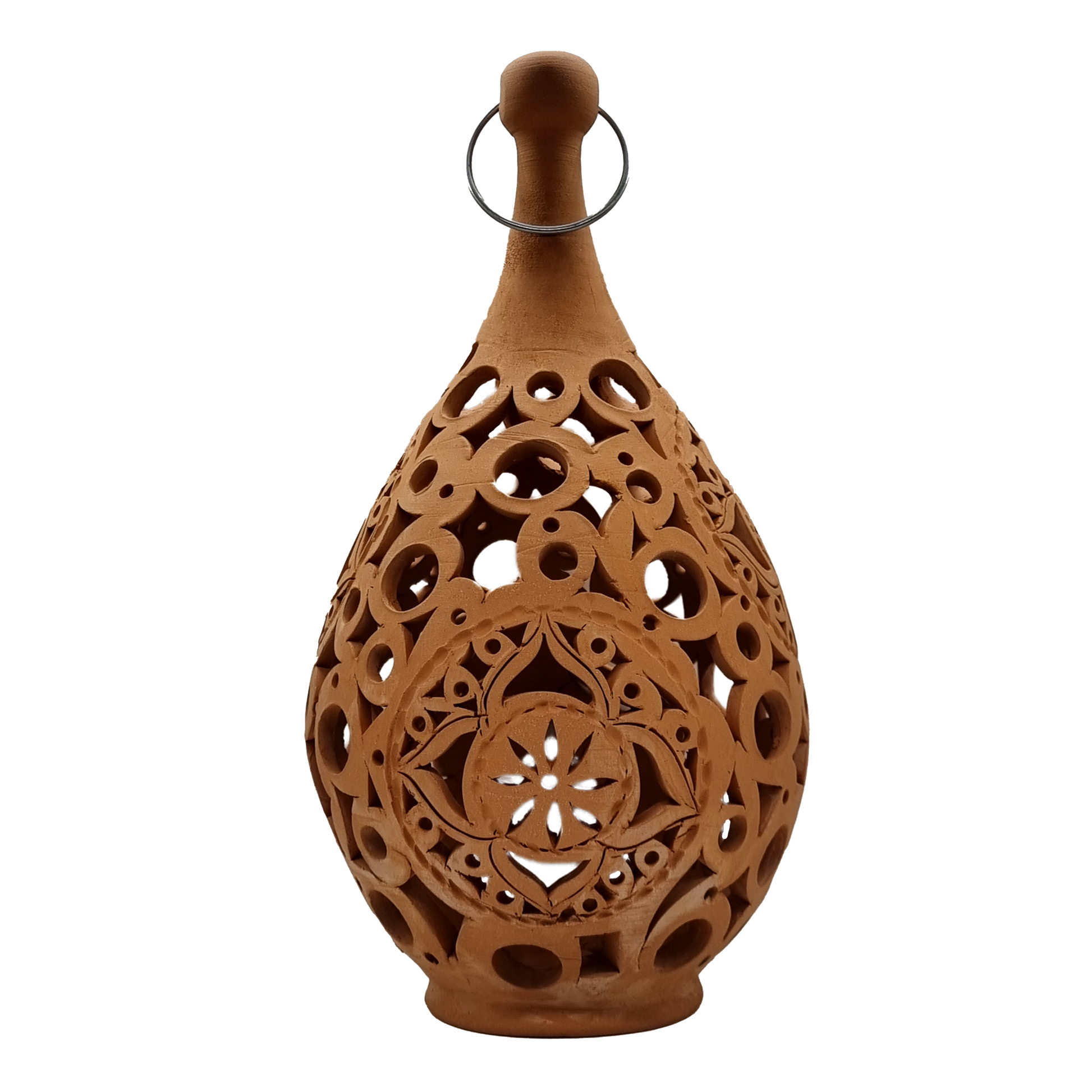 Grand Majlis Tall Terracotta Floor Lantern – Green Plants
