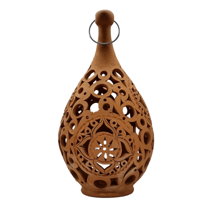 Grand Majlis Tall Terracotta Floor Lantern – Green Plants