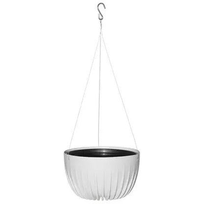 White ribbed plastic hanging planter gallery image 7