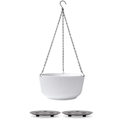 White ribbed plastic hanging planter gallery image 5